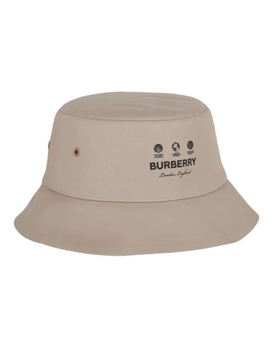 Burberry Cotton Logo Bucket Hat Man Hat Beige Size L Cotton