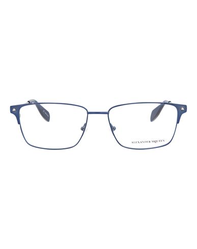 Alexander Mcqueen Square-frame Metal Optical Frames Man Eyeglass Frame Blue Size 55 Metal
