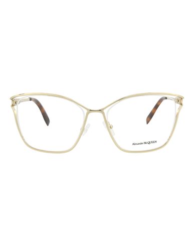 Alexander Mcqueen Cat Eye- Frame Metal Optical Frames Woman Eyeglass Frame Gold Size 55 Metal