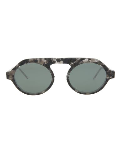 Shop Thom Browne Oval-frame Acetate Sunglasses Sunglasses Grey Size 52 Acetate