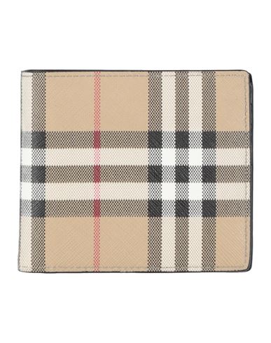 Shop Burberry Man Wallet Sand Size - Cotton, Polyurethane Coated In Beige