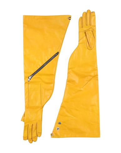 Rick Owens Woman Gloves Ocher Size 8.5 Calfskin In Yellow