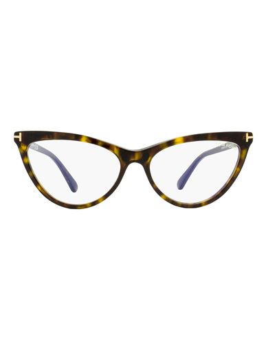 Tom Ford Magnetic Clip-on Tf5896b Eyeglasses Woman Eyeglass Frame Brown Size 56 Acetate In Multi