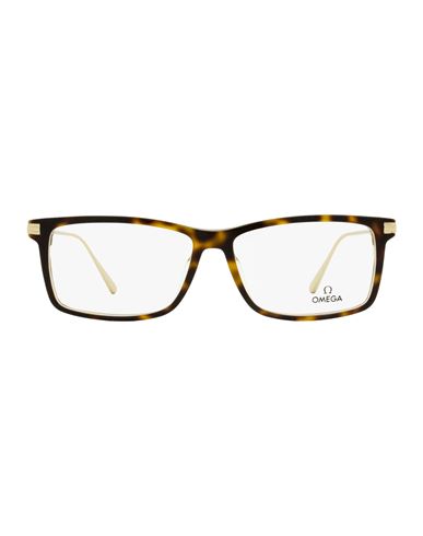 Omega Rectangular Om5014 Eyeglasses Man Eyeglass Frame Brown Size 58 Acetate, Metal In Gold