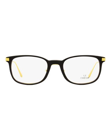 Omega Rectangular Om5039 Eyeglasses Man Eyeglass Frame Black Size 53 Acetate, Metal In Gold