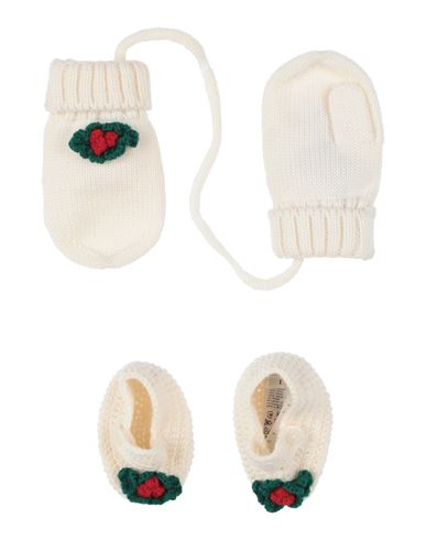 Shop Dolce & Gabbana Newborn Girl Baby Accessories Set Ivory Size 3 Virgin Wool In White