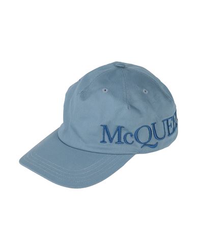 Shop Alexander Mcqueen Man Hat Slate Blue Size 7 ⅛ Cotton, Polyester