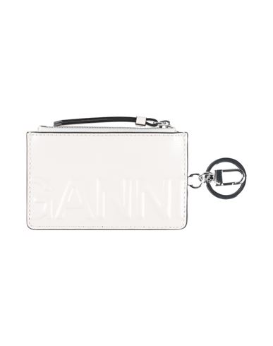 Shop Ganni Woman Coin Purse White Size - Recycled Leather