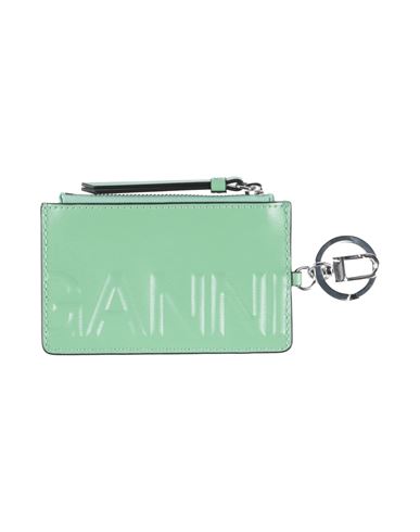 Shop Ganni Woman Coin Purse Light Green Size - Recycled Leather