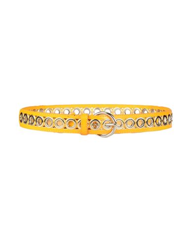 Shop Sandro Woman Belt Ocher Size 3 Calfskin, Zamak, Brass In Yellow