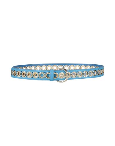 Shop Sandro Woman Belt Azure Size 2 Leather In Blue