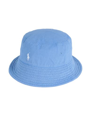 Shop Polo Ralph Lauren Woman Hat Azure Size Onesize Linen In Blue