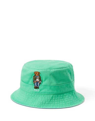 Shop Polo Ralph Lauren Bear Bucket Hat Man Hat Green Size L/xl Cotton