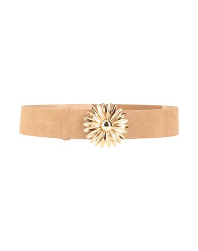 Shop Sandro Woman Belt Beige Size 3 Cowhide, Brass, Polyester, Rubber