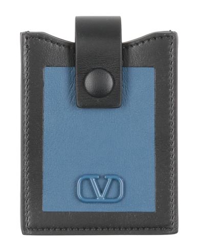 Shop Valentino Garavani Man Document Holder Navy Blue Size - Leather