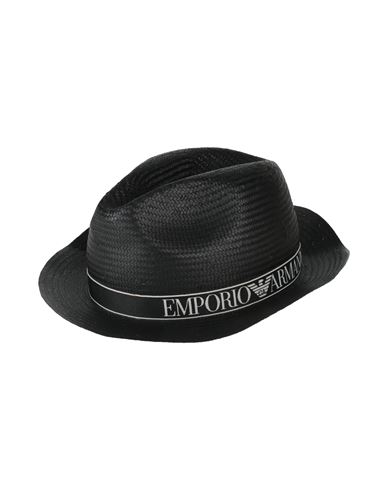 Shop Emporio Armani Woman Hat Black Size 7 ½ Paper Yarn, Polyester