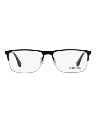 Longines Rectangular Lg5005-h Eyeglasses Man Eyeglass Frame Grey Size 56 Metal, Acetate In Black