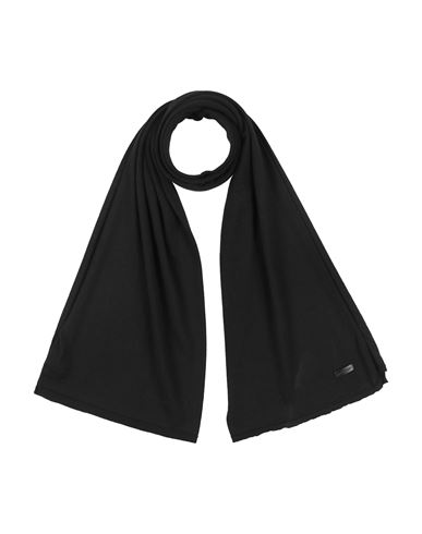 Emporio Armani Man Scarf Black Size - Virgin Wool, Metallic Fiber In Black