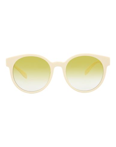 Alexander Mcqueen Round-acetate Frame Sunglasses Woman Sunglasses White Size 55 Acetate In Yellow