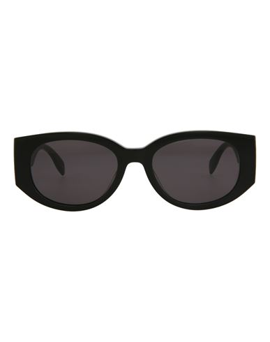 Alexander Mcqueen Round-frame Acetate Sunglasses Woman Sunglasses Black Size 54 Acetate In Grey