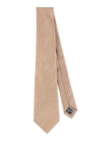 Shop Emporio Armani Man Ties & Bow Ties Sand Size - Silk In Beige