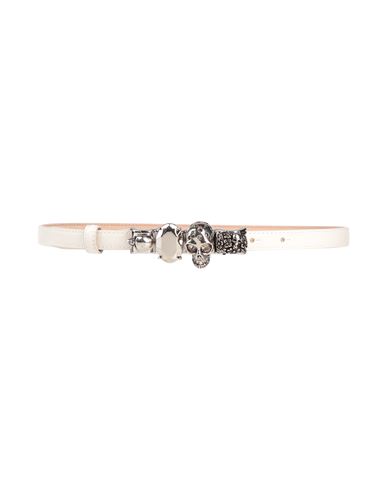 Shop Alexander Mcqueen Woman Belt Ivory Size 28 Leather In White