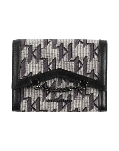 Shop Karl Lagerfeld Woman Wallet Beige Size - Cotton, Cow Leather, Polyester