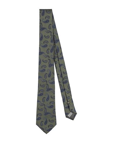 Shop Canali Man Ties & Bow Ties Military Green Size - Silk