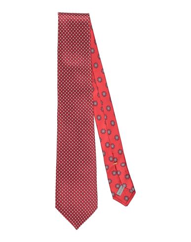 Shop Canali Man Ties & Bow Ties Tomato Red Size - Silk