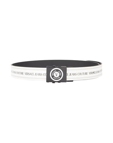Versace Jeans Couture Man Belt White Size 34 Leather, Metal