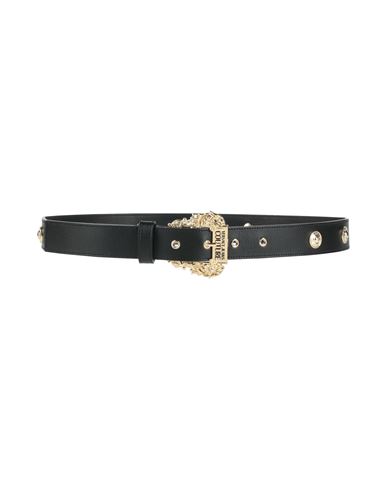 Versace Jeans Couture Woman Belt Black Size 36 Calfskin, Polyurethane Coated In Black