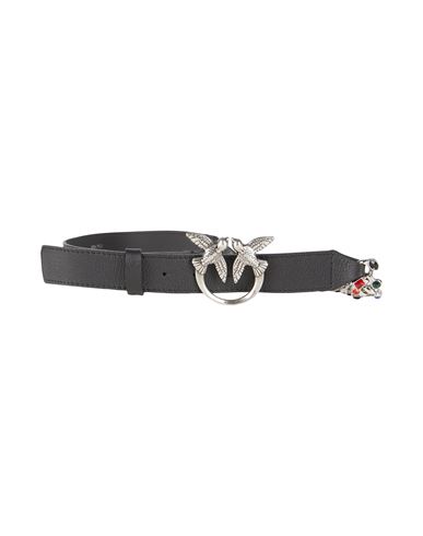 Pinko Woman Belt Black Size S Calfskin In Gray
