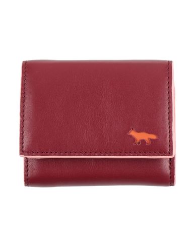 Shop Maison Kitsuné Woman Wallet Burgundy Size - Leather In Red