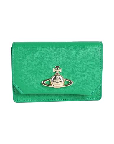 Shop Vivienne Westwood Business Card Holder Woman Document Holder Green Size - Polyurethane, Recycled Pol