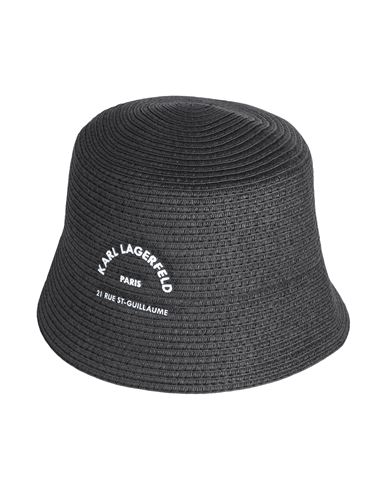 Karl Lagerfeld Rsg Straw Bucket Hat Woman Hat Black Size Onesize Paper Yarn