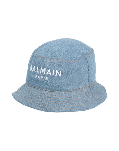 Shop Balmain Man Hat Blue Size Ii Cotton, Elastane