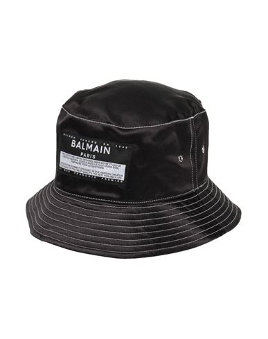 Shop Balmain Man Hat Black Size I Silk