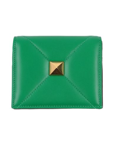 Shop Valentino Garavani Woman Wallet Green Size - Leather