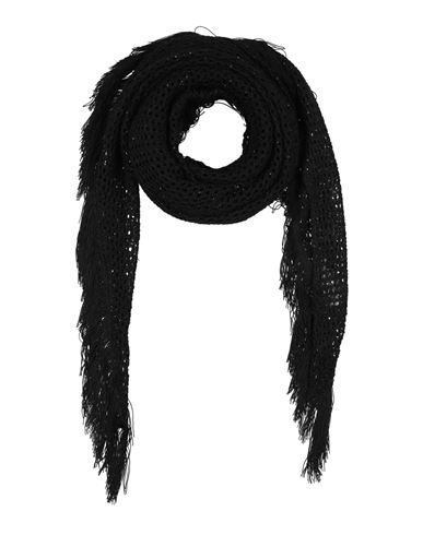 Simona Corsellini Woman Scarf Black Size - Cotton, Chlorofiber, Polyester