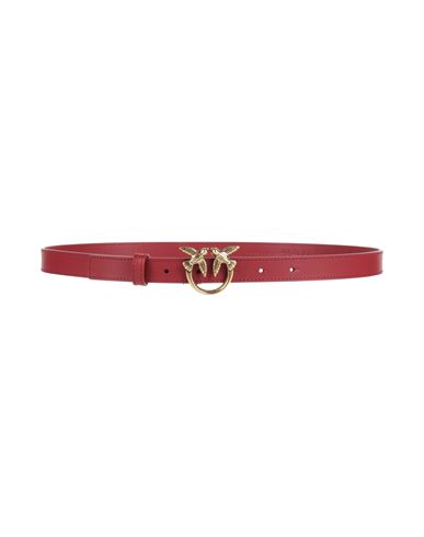 Shop Pinko Woman Belt Garnet Size 36 Calfskin In Red