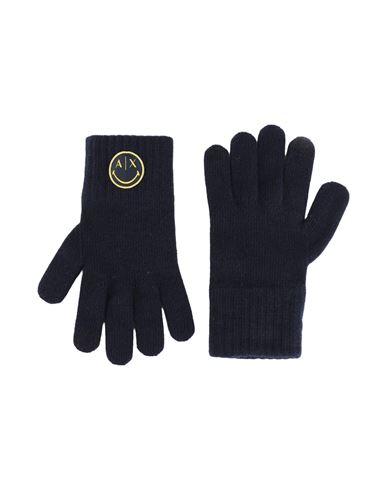 Shop Armani Exchange Woman Gloves Midnight Blue Size S/m Wool, Polyamide