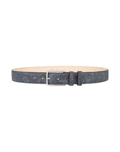 Etro Man Belt Midnight Blue Size 39.5 Leather In Gray