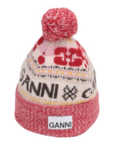 Shop Ganni Woman Hat Red Size Onesize Wool, Recycled Wool, Polyamide