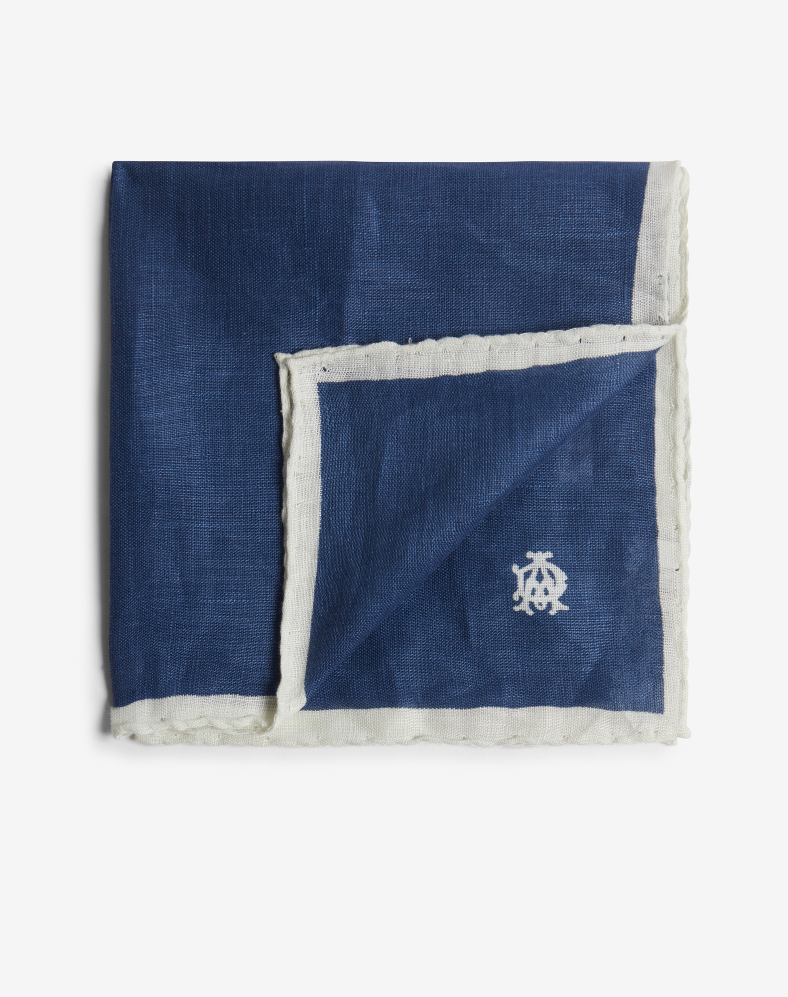 Shop Dunhill Linen Pocket Square With Contrast Border In Blue