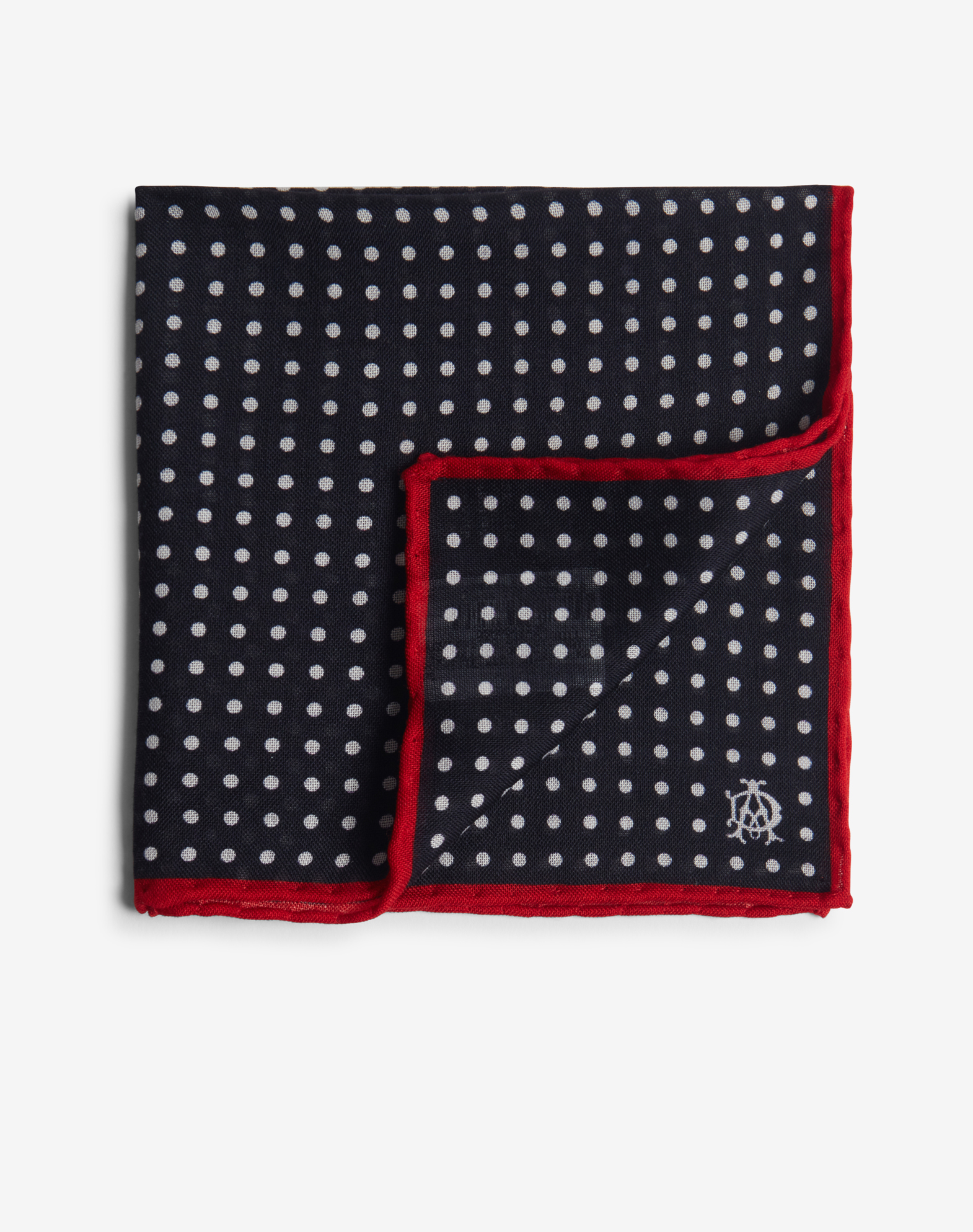 Dunhill Wool Silk Polka Dot Pocket Square In Blue