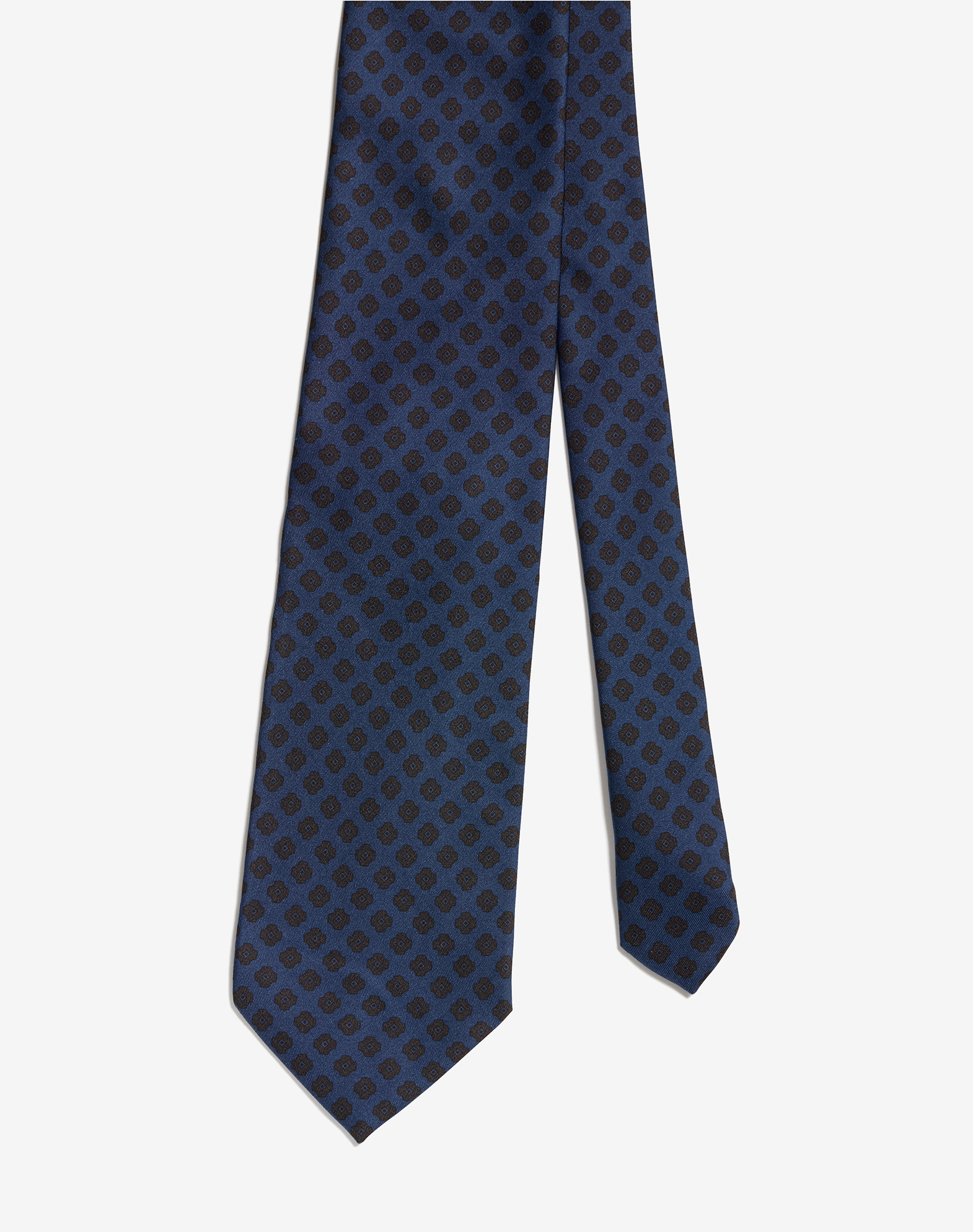 Dunhill Silk Square Medallion Printed Tie 9cm In Blue