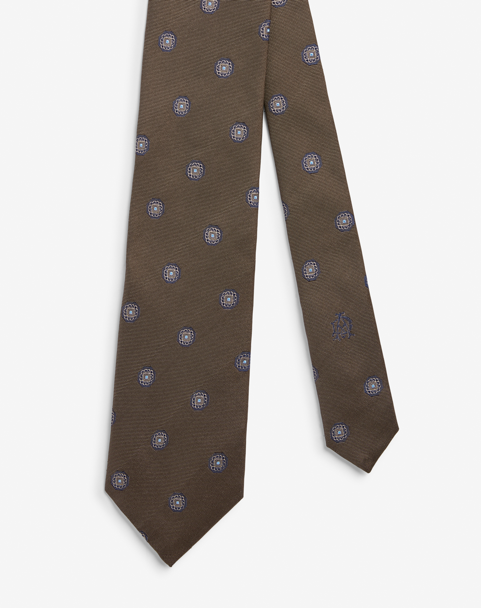 Dunhill Silk Medallion Woven Tie 8.5cm In Brown