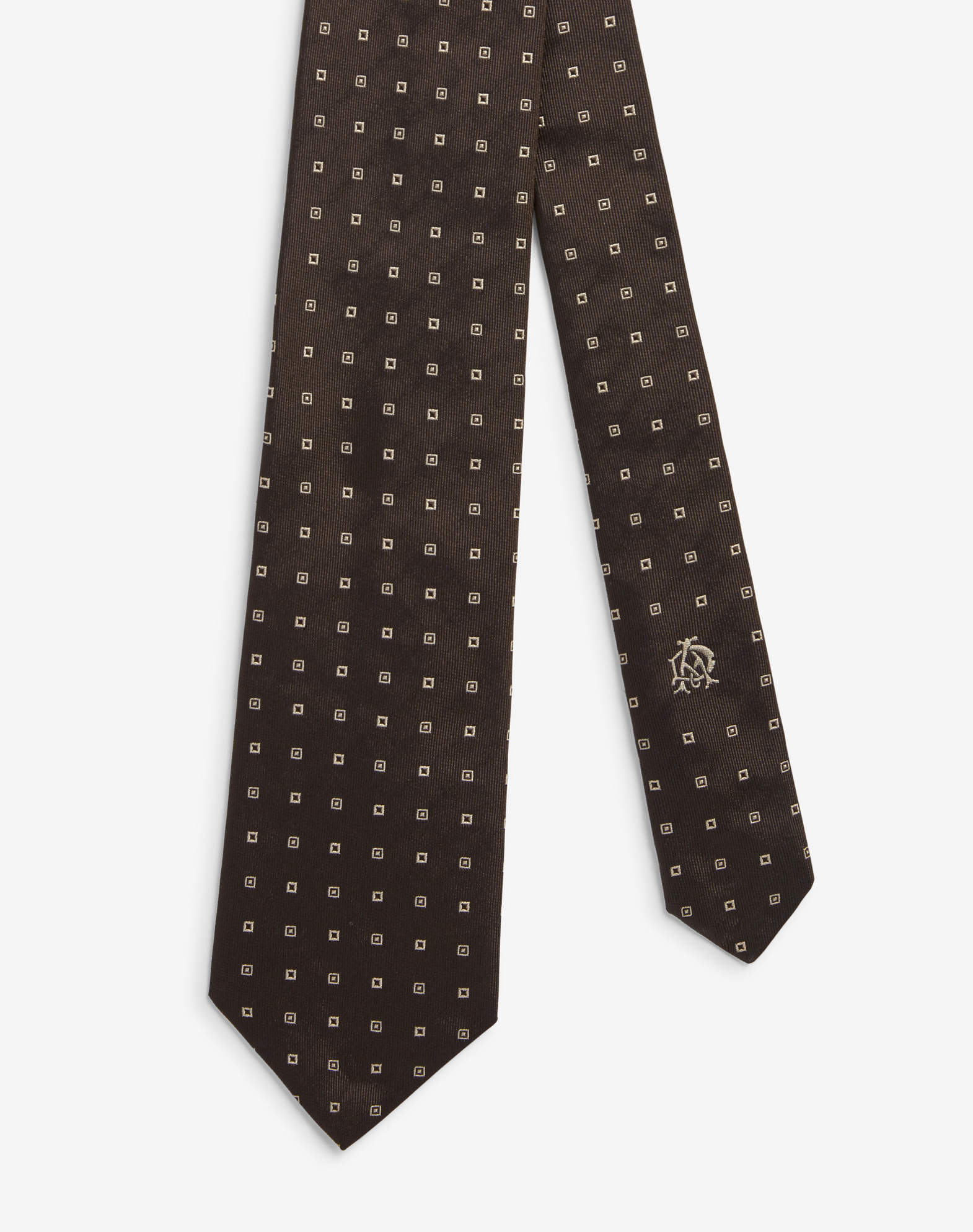 Shop Dunhill Silk Square Neats Woven Tie 8.5cm In Brown