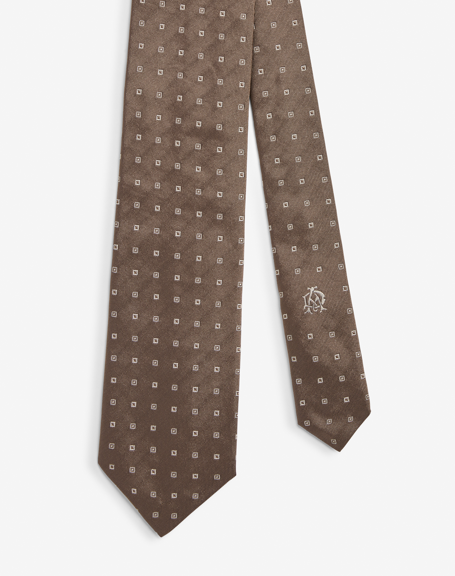 Dunhill Silk Square Neats Woven Tie 8.5cm In Brown
