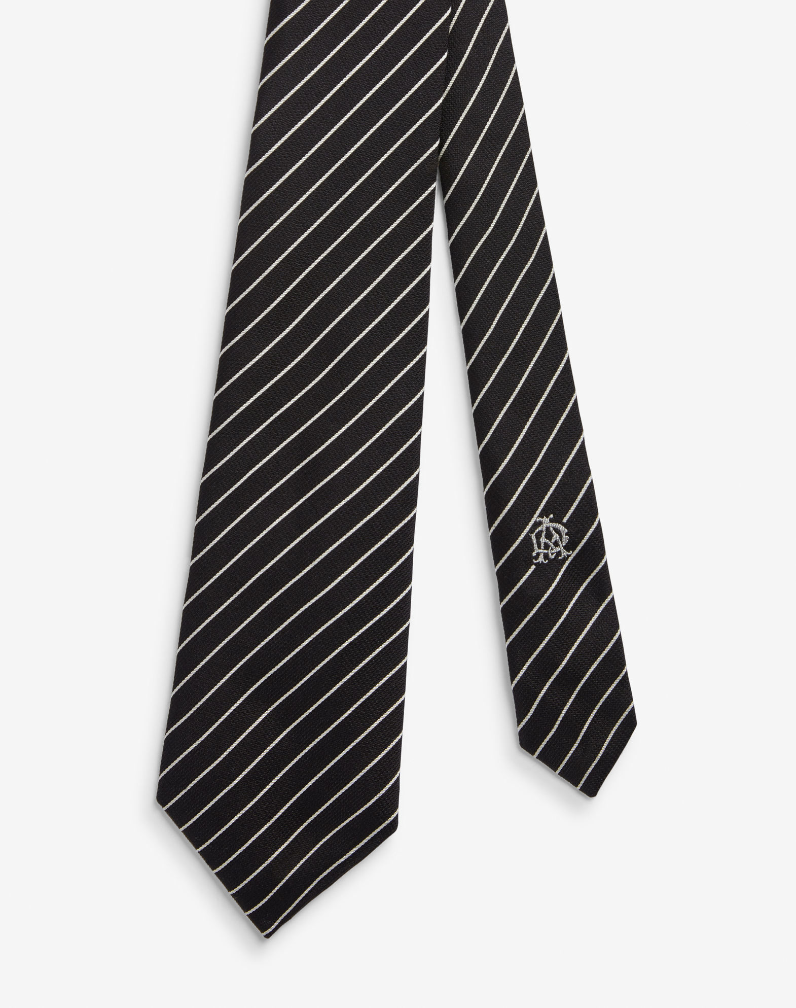 Shop Dunhill Stripe Silk Woven Tie In Black